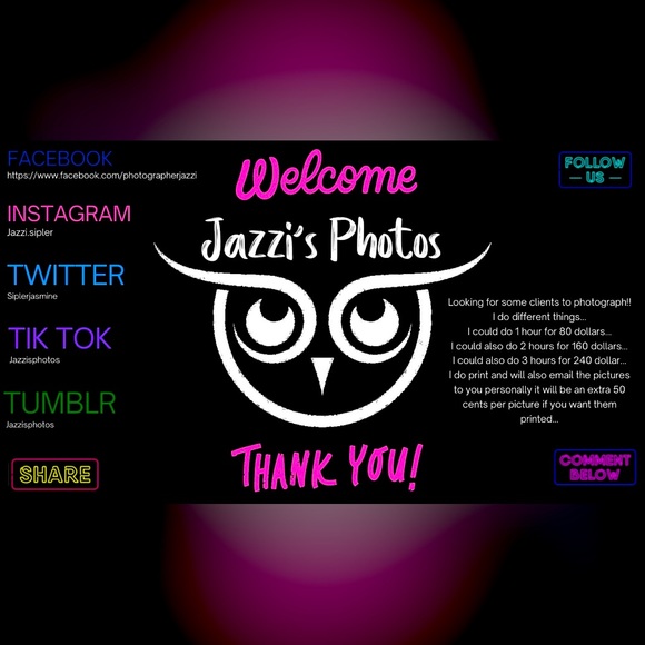 Photography. 80 an hour. Go check out Jazzi’s Photo’s on Facebook. - Picture 1 of 1